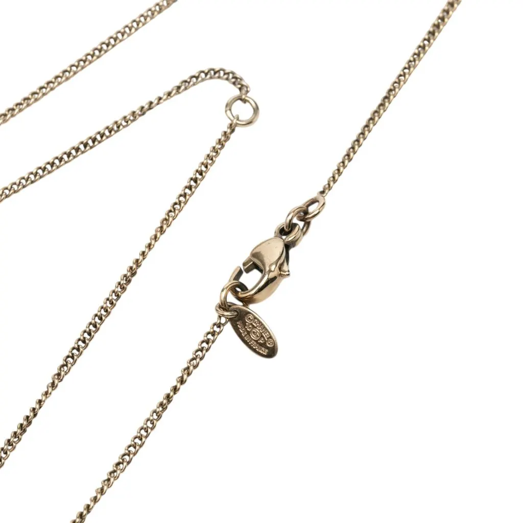 Chanel CC Brass and Strass Pendant Necklace Gold Metal Very good - Box View