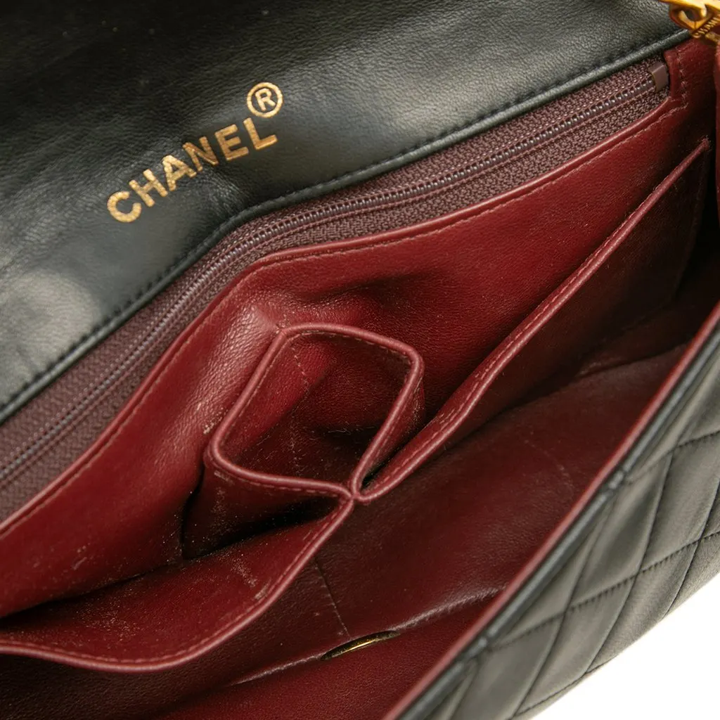 Chanel Small CC Quilted Lambskin Full Single Flap Black Leather Good - Box View