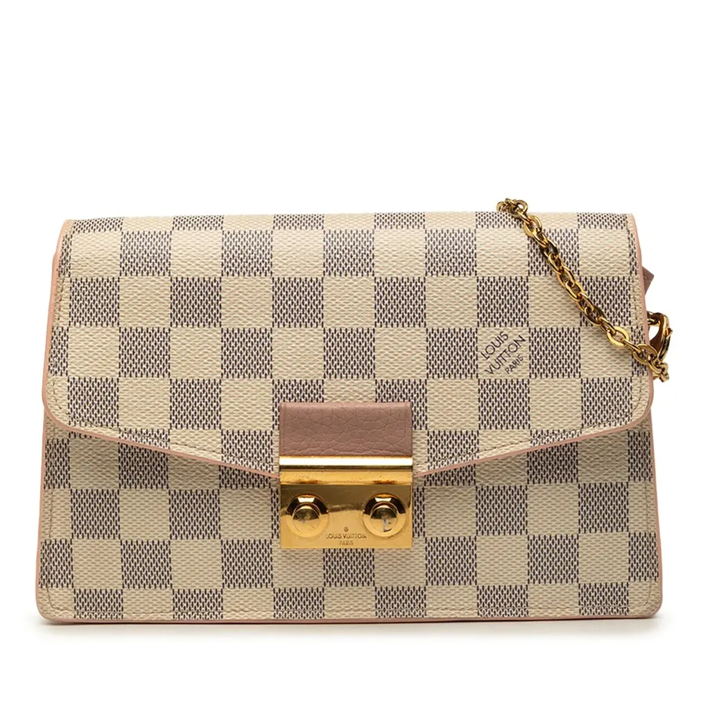 Louis Vuitton Damier Azur Croisette Wallet on Chain White Good - Front View