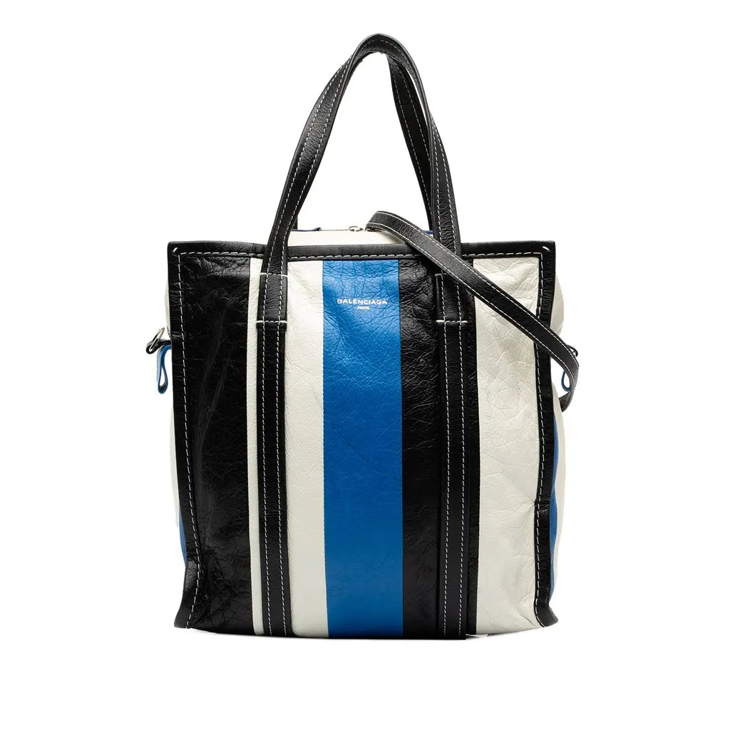 Balenciaga Lambskin Bazar Shopper Satchel S Blue Leather Very good - Front View
