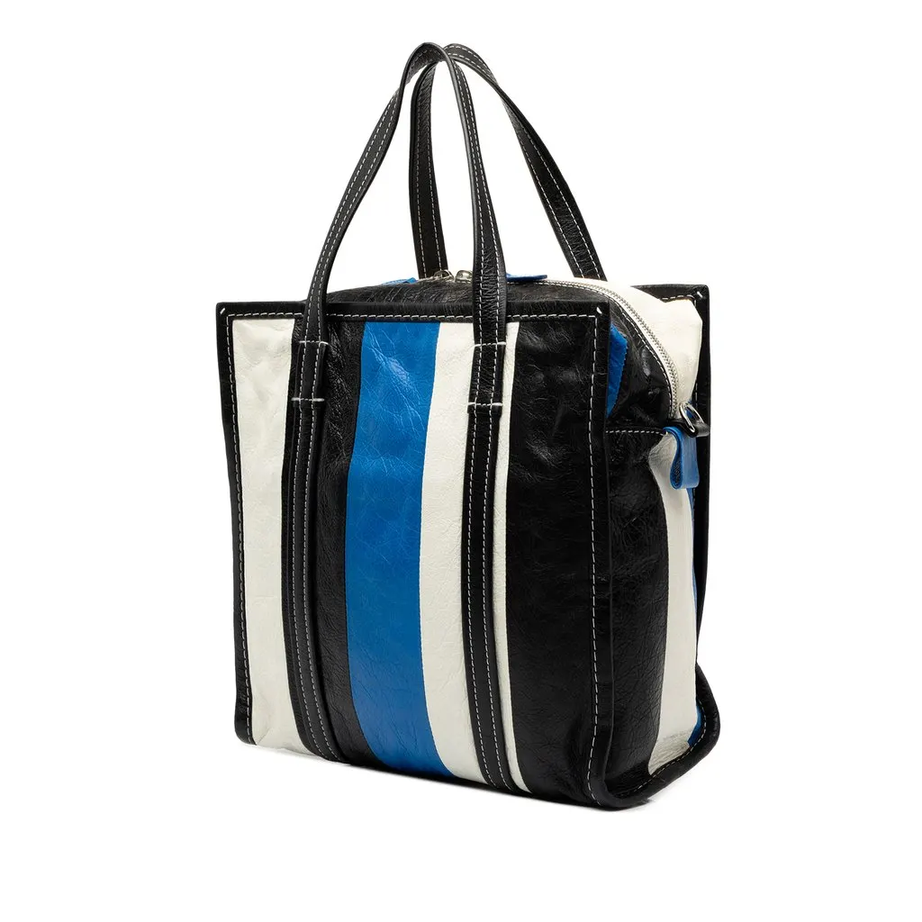 Balenciaga Lambskin Bazar Shopper Satchel S Blue Leather Very good - Back View