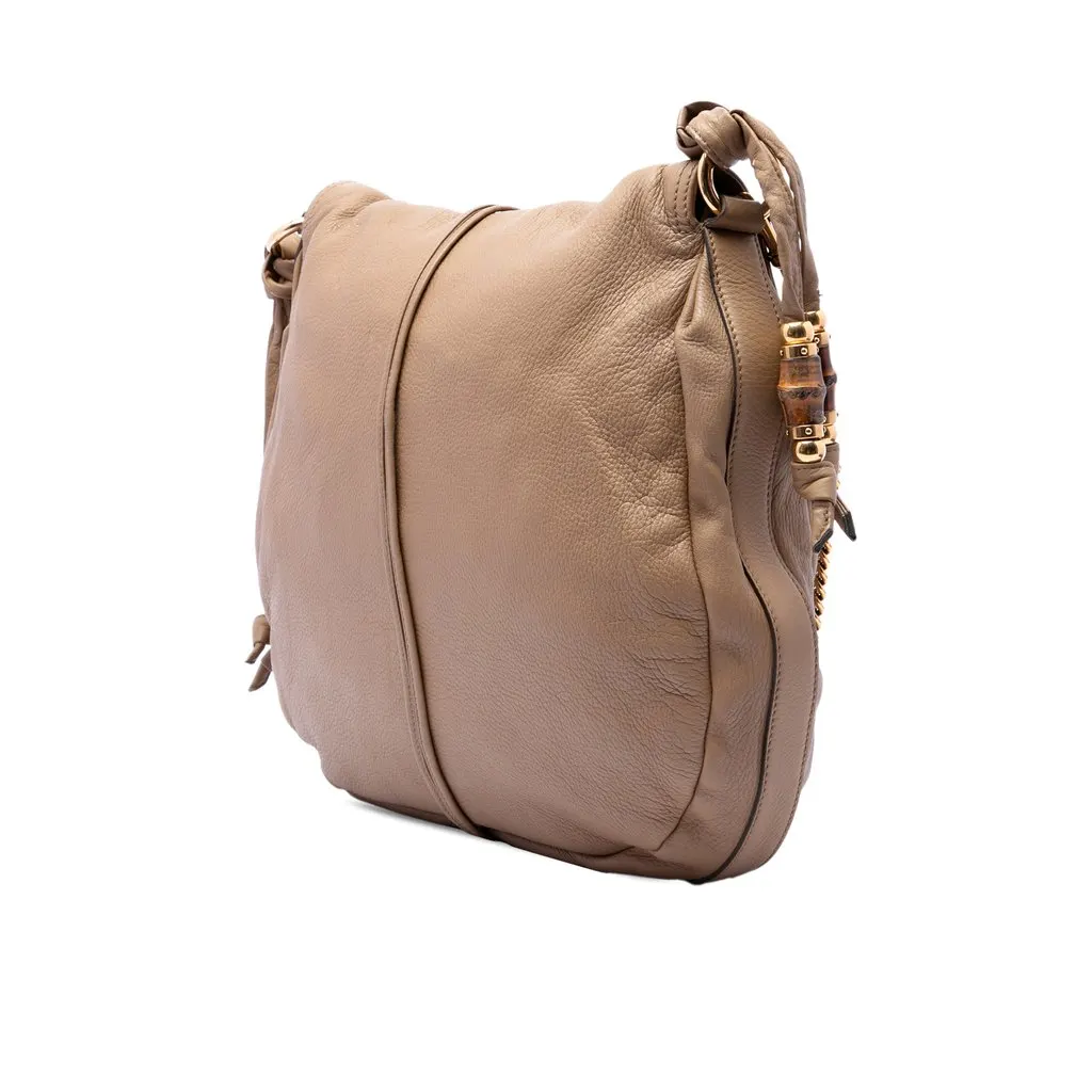 Gucci Large Pebbled Calfskin Jungle Satchel Beige Leather Very good - Back View