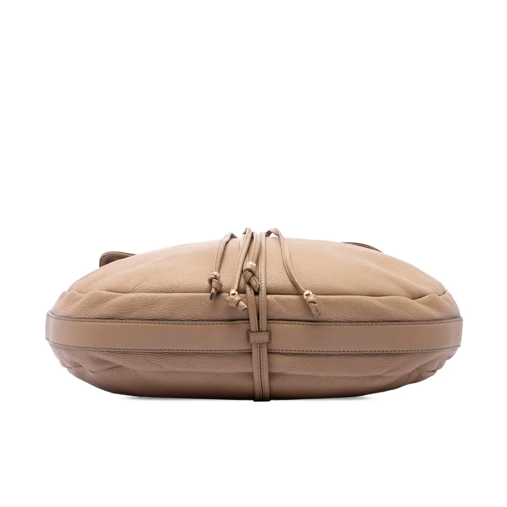 Gucci Large Pebbled Calfskin Jungle Satchel Beige Leather Very good - Inside View