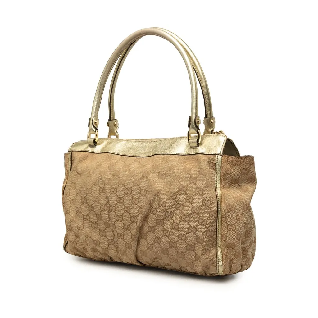 Gucci GG Canvas Abbey D Ring Tote Beige Canvas Good - Back View