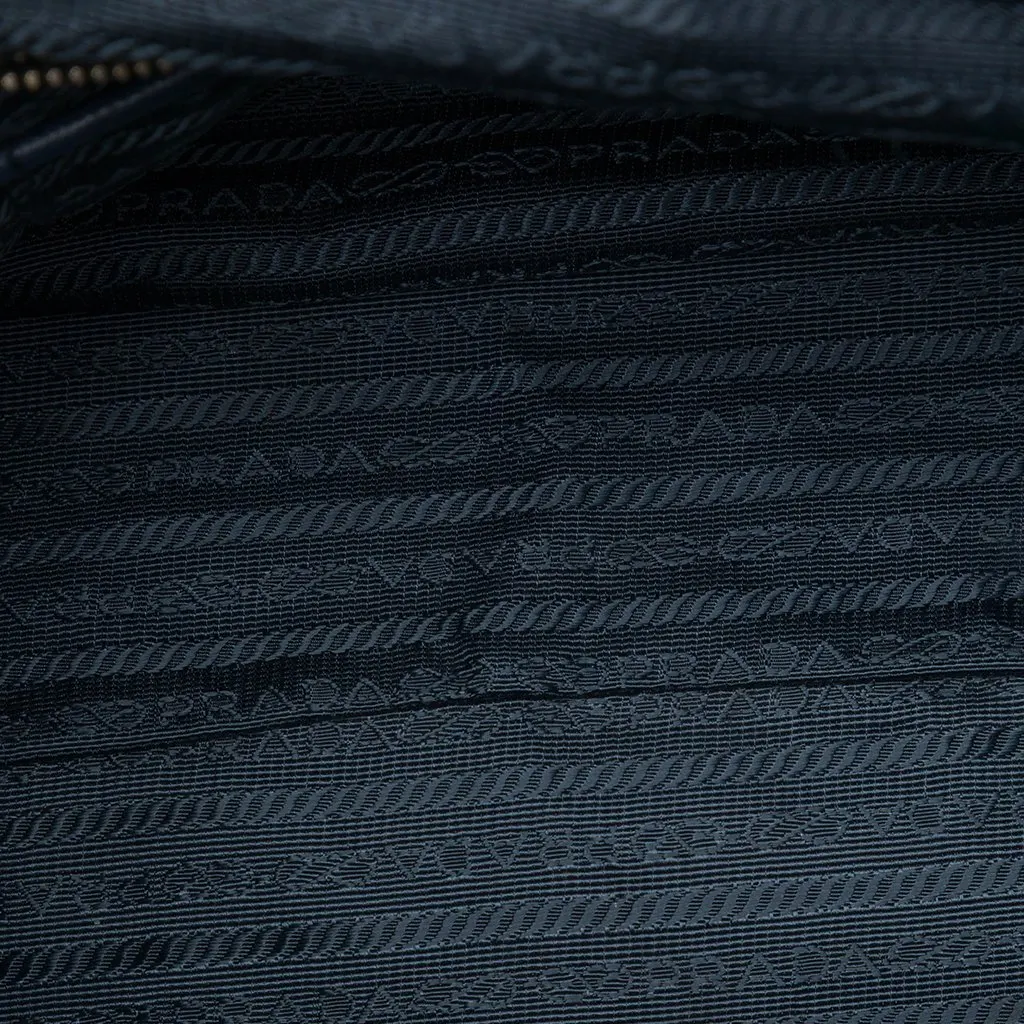 Prada Saffiano Trimmed Tessuto Satchel Blue Polyamide Very good - Model View