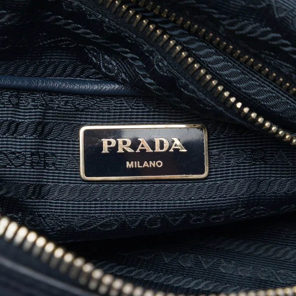 Prada Saffiano Trimmed Tessuto Satchel Blue Polyamide Very good - Box View