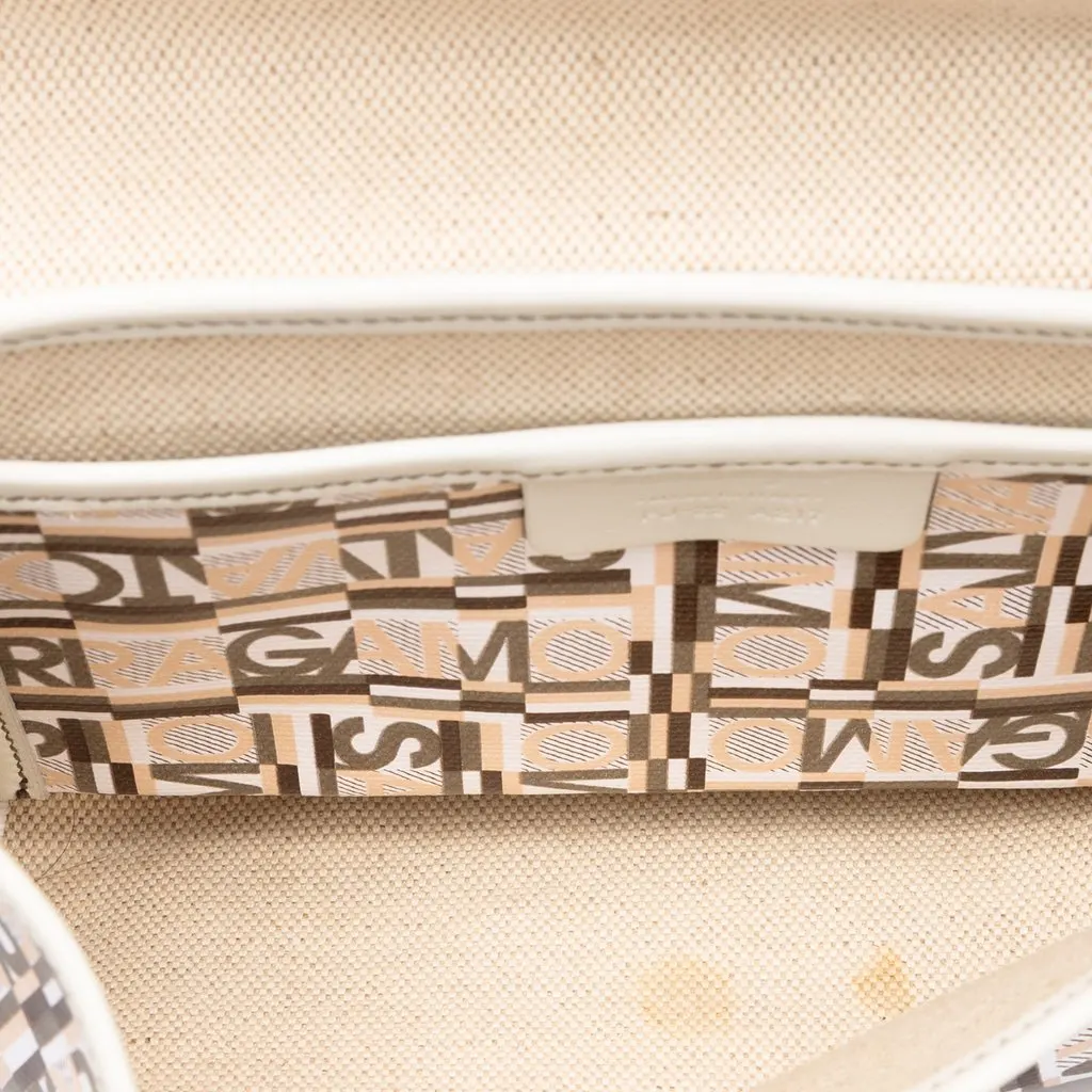 Salvatore Ferragamo PVC Logo Print Shoulder Bag Beige Plastic Good - Model View