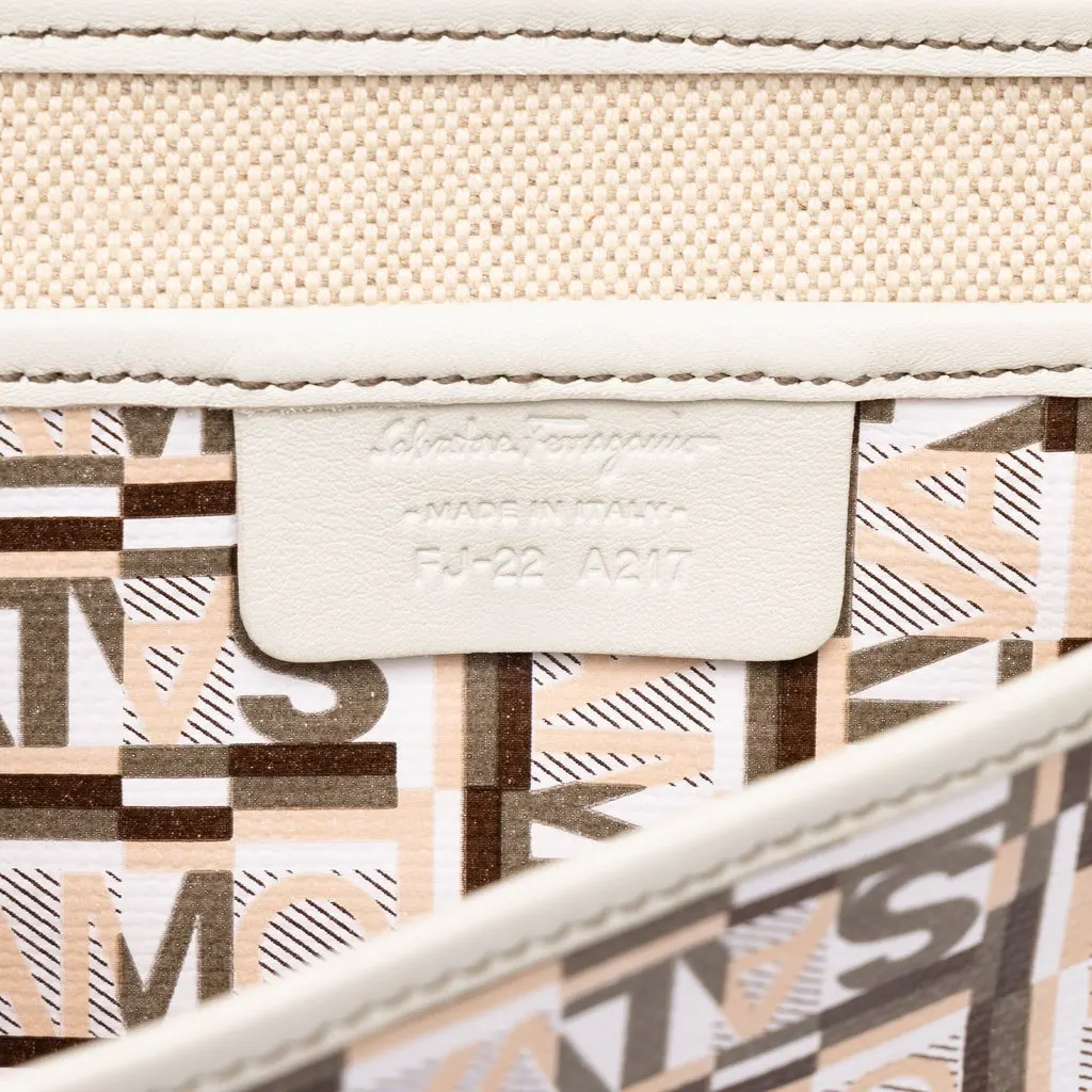 Salvatore Ferragamo PVC Logo Print Shoulder Bag Beige Plastic Good - Box View