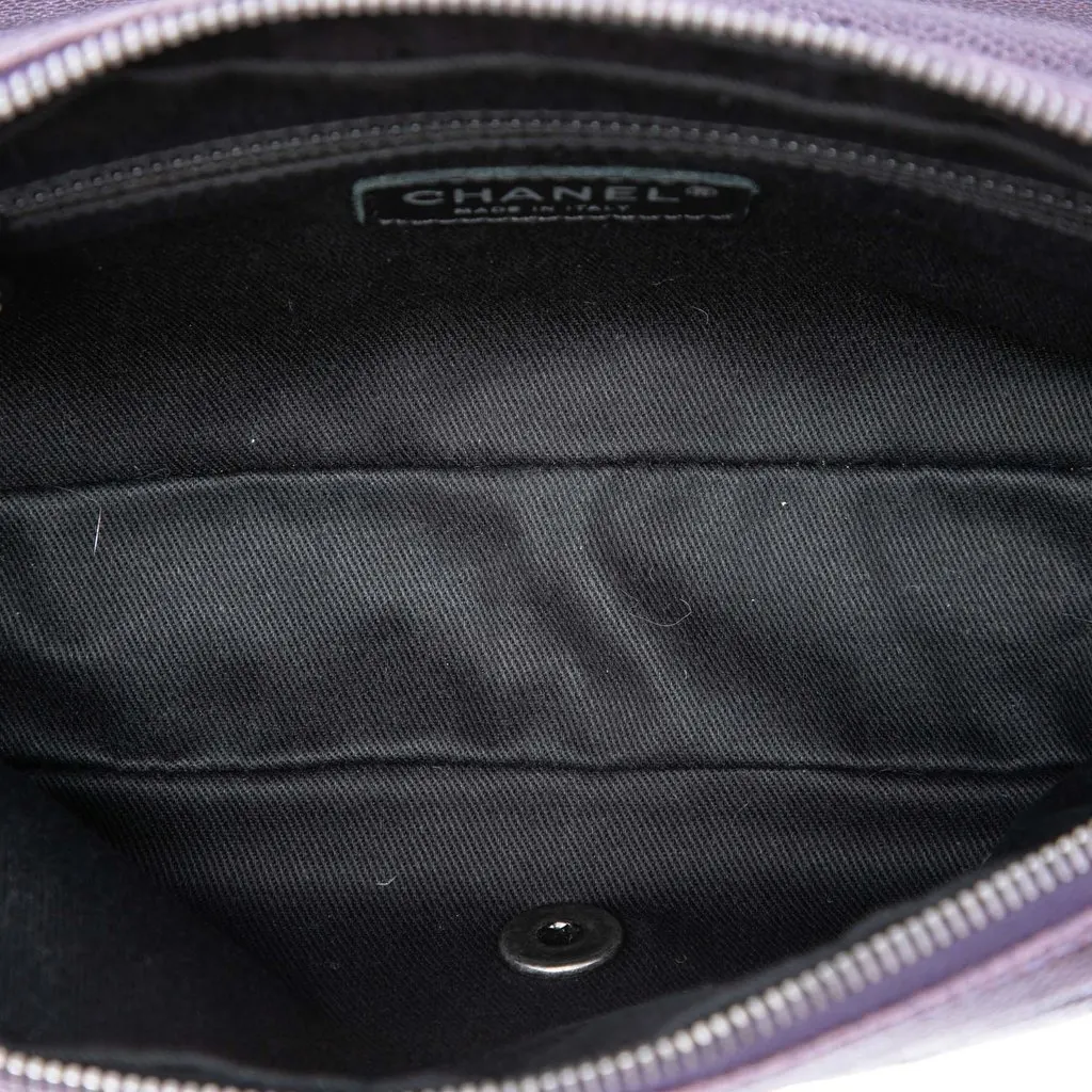 Chanel Medium Quilted Iridescent Caviar Easy Flap Purple Leather Very good - Model View