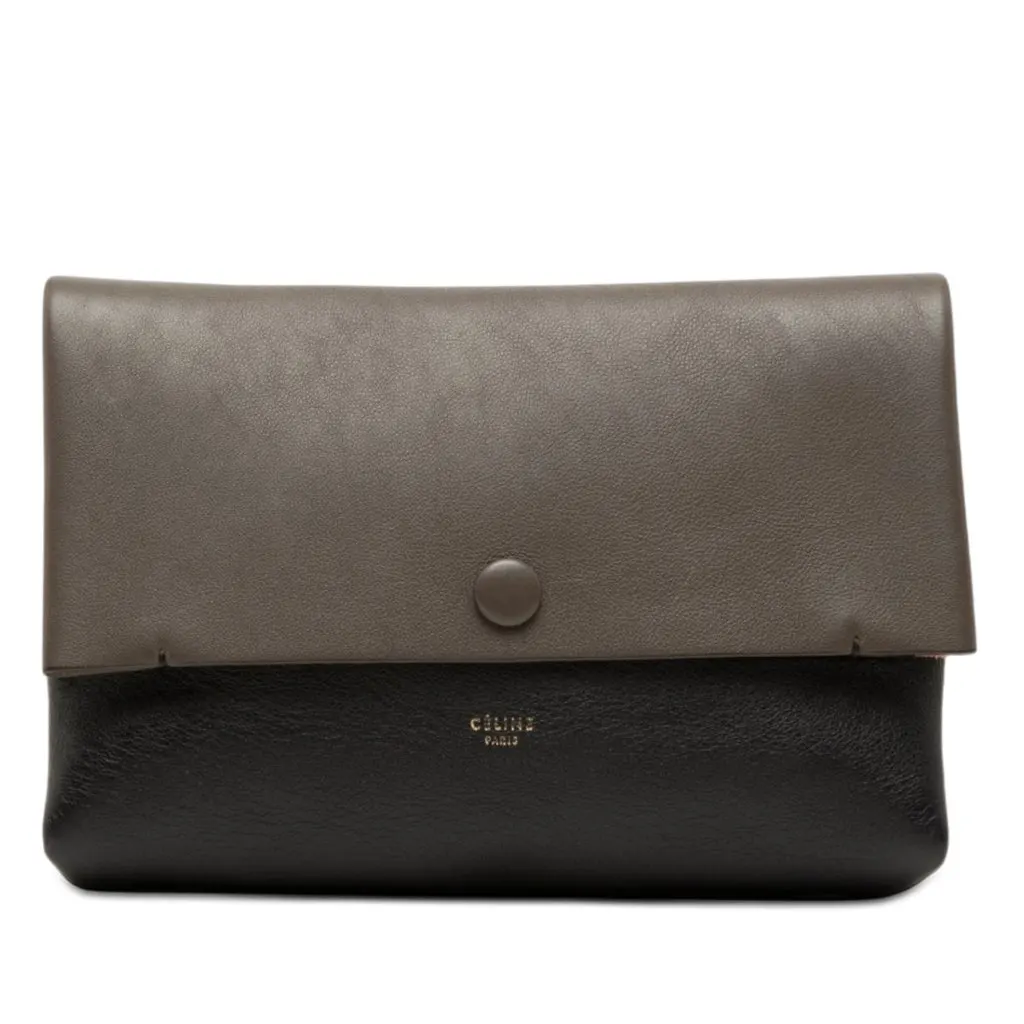 Celine Bicolor Leather All Soft Pouch Brown Leather Very good - Front View