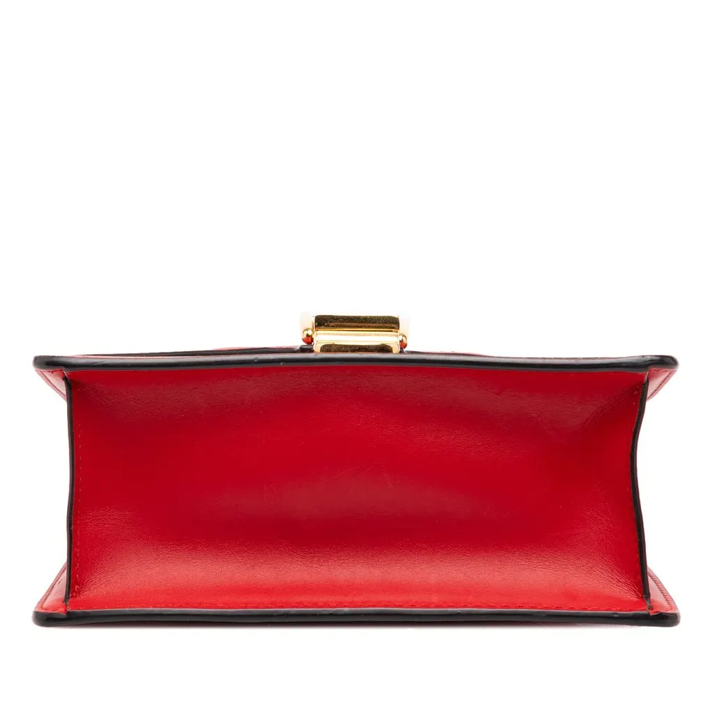 Gucci Mini Calfskin Web Sylvie Chain Satchel Red Leather Very good - Inside View