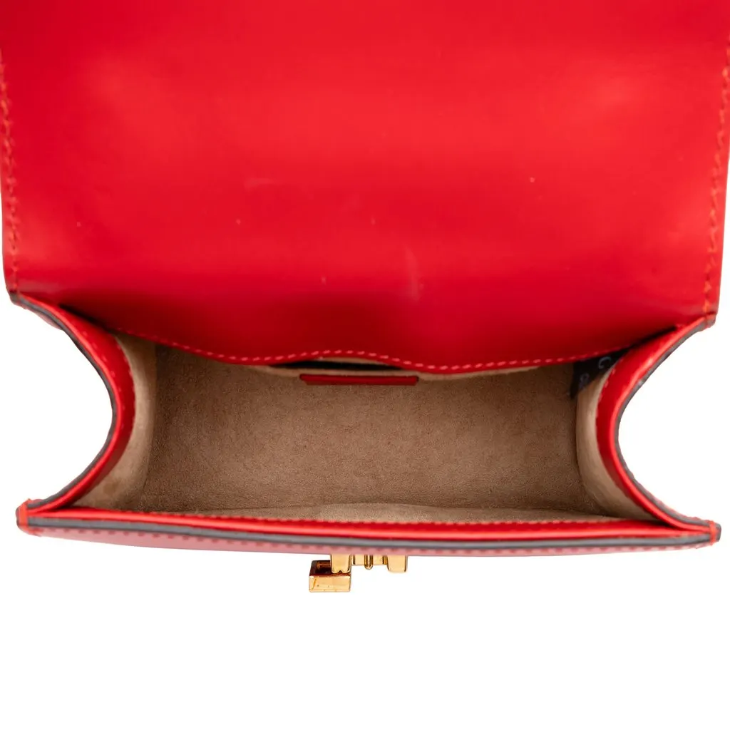 Gucci Mini Calfskin Web Sylvie Chain Satchel Red Leather Very good - Model View