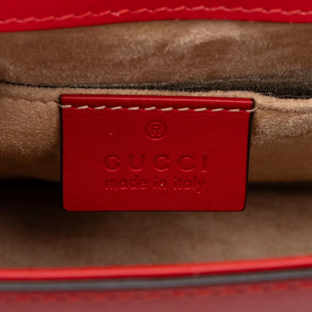 Gucci Mini Calfskin Web Sylvie Chain Satchel Red Leather Very good - Box View