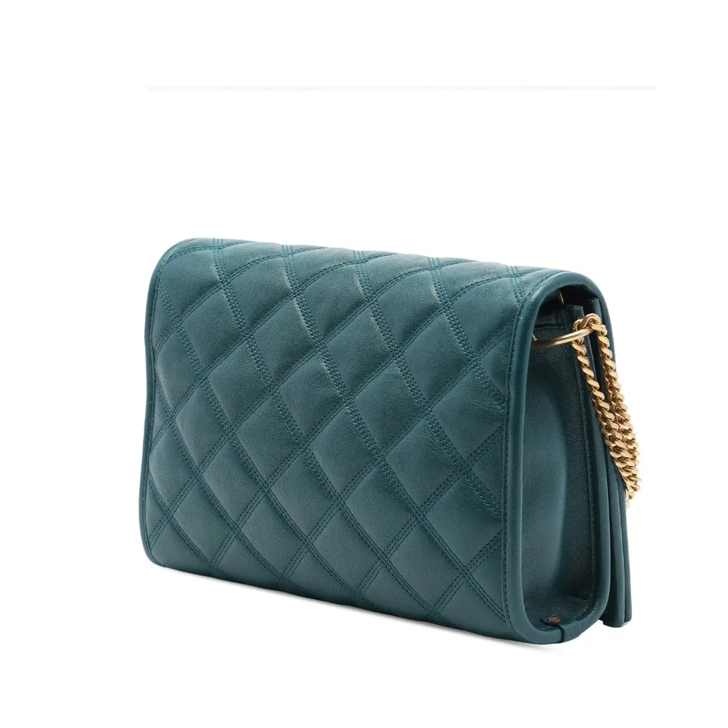 Saint Laurent Mini Quilted Lambskin Becky Chain Shoulder Bag Green Leather Very good - Back View