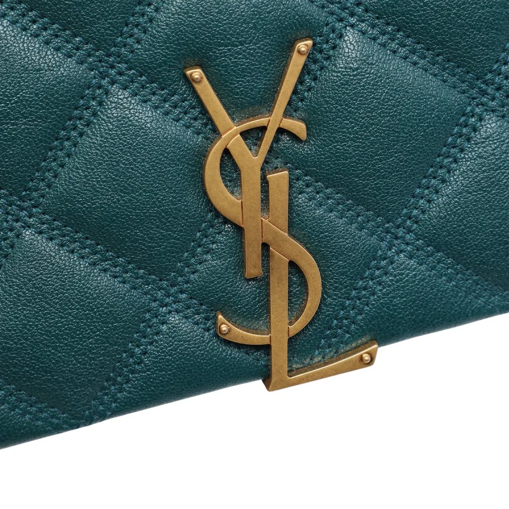Saint Laurent Mini Quilted Lambskin Becky Chain Shoulder Bag Green Leather Very good - Box View