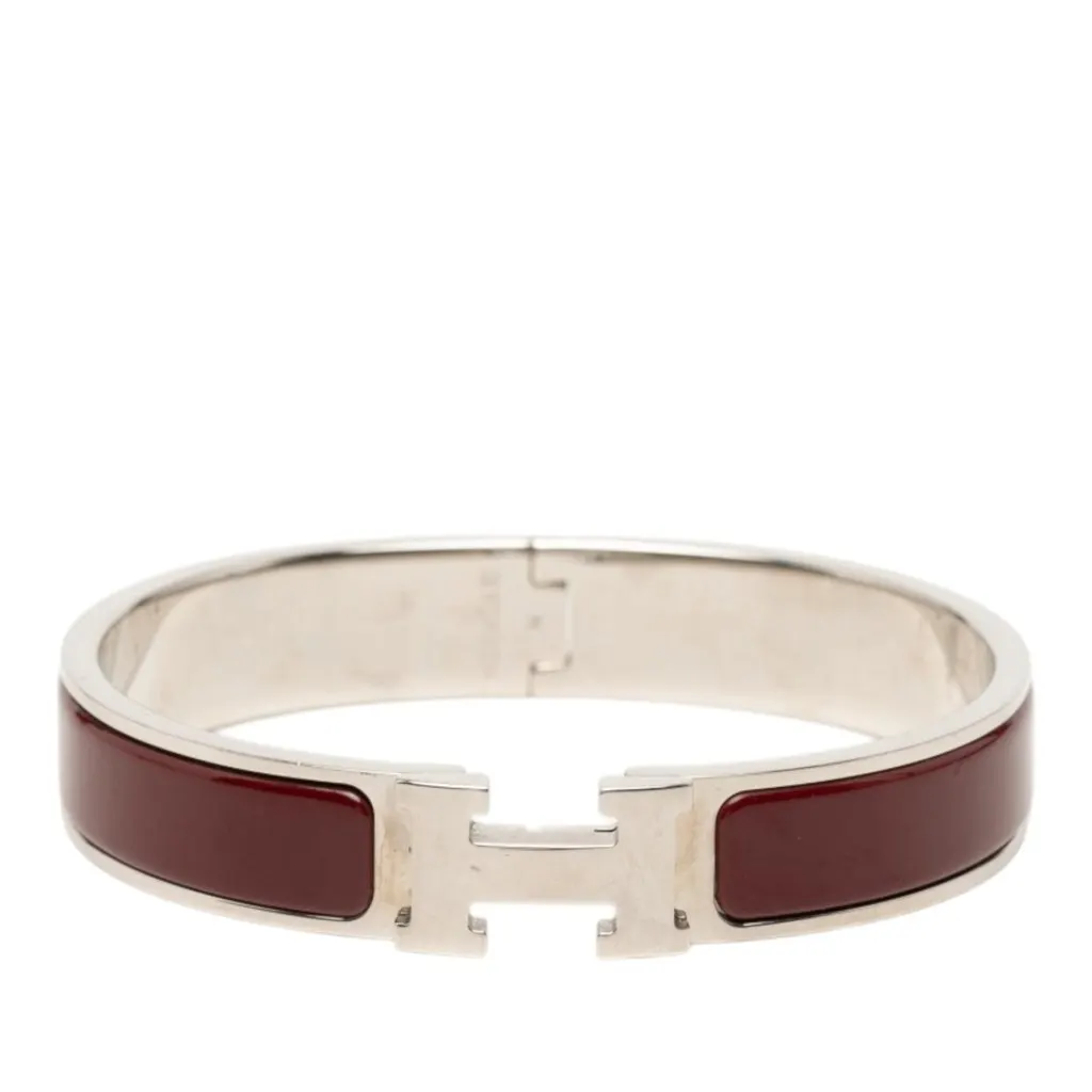 Hermès Narrow Enamel Clic H Bracelet PM Red Very good - Front View