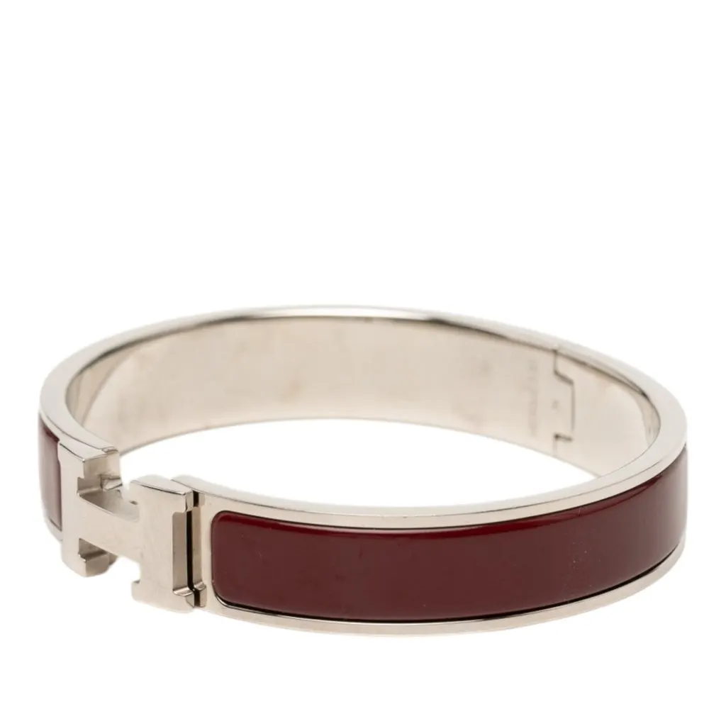 Hermès Narrow Enamel Clic H Bracelet PM Red Very good - Back View