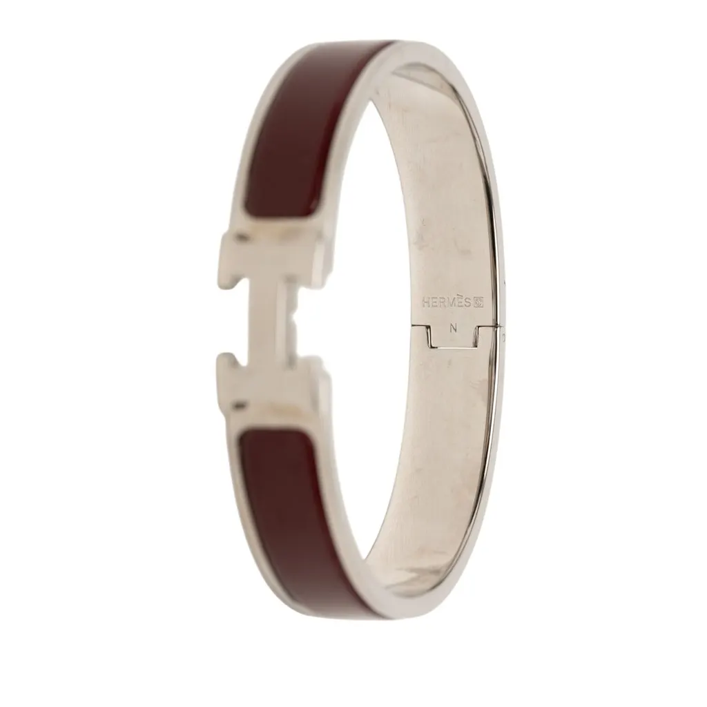 Hermès Narrow Enamel Clic H Bracelet PM Red Very good - Model View