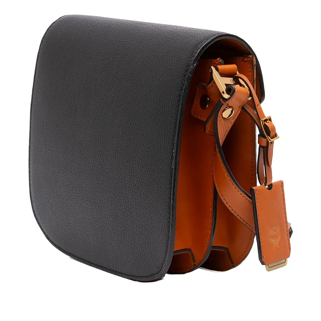 MCM Small Visetos Coated Canvas and Calfskin Patricia Crossbody Brown Very good - Back View
