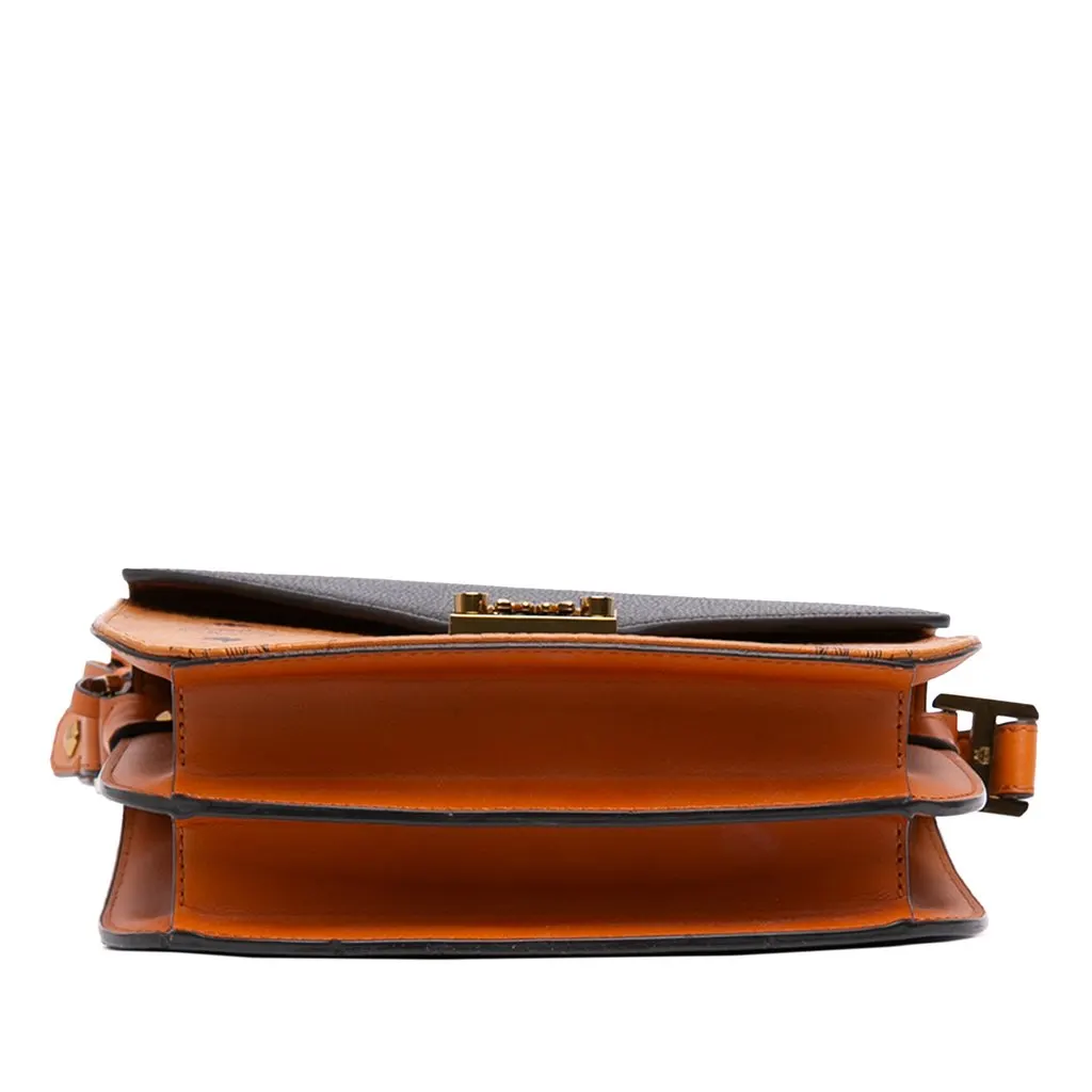 MCM Small Visetos Coated Canvas and Calfskin Patricia Crossbody Brown Very good - Inside View