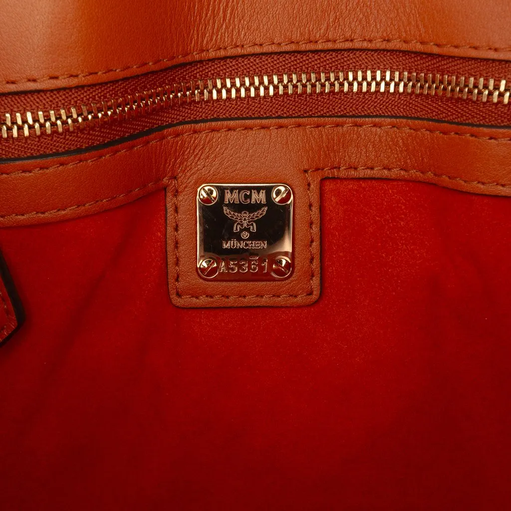 MCM Small Visetos Coated Canvas and Calfskin Patricia Crossbody Brown Very good - Box View