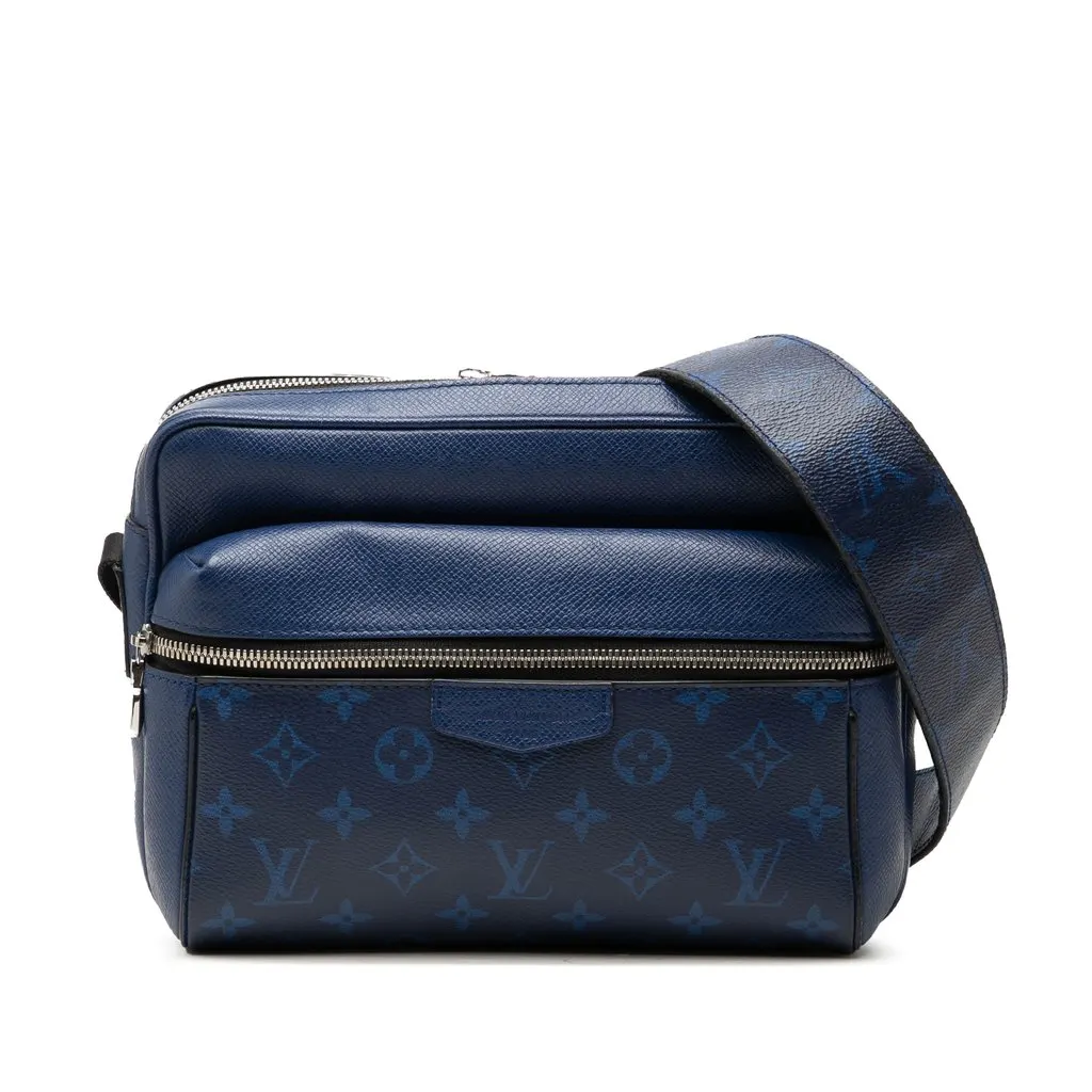 Louis Vuitton Monogram Taigarama Outdoor Messenger Blue Leather Very good - Front View