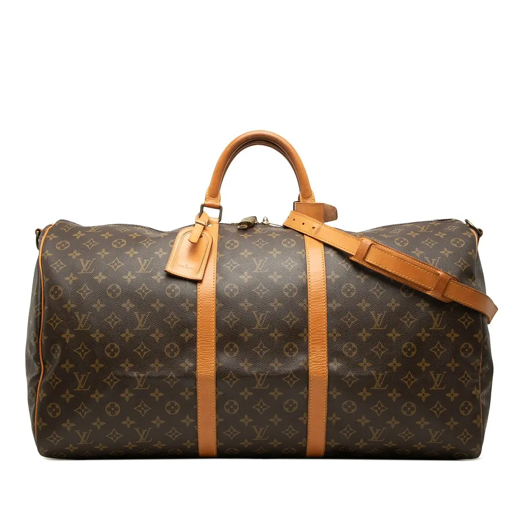 Louis Vuitton Monogram Keepall Bandouliere 60 Brown Good - Front View