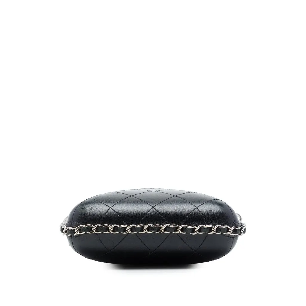 Chanel CC Quilted Lambskin Chain Around Phone Holder Black Leather Very good - Inside View