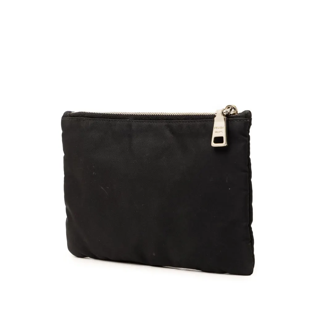 Prada Saffiano Trimmed Tessuto Robot Pouch Black Very good - Back View