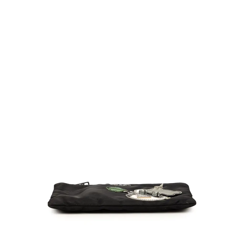 Prada Saffiano Trimmed Tessuto Robot Pouch Black Very good - Inside View
