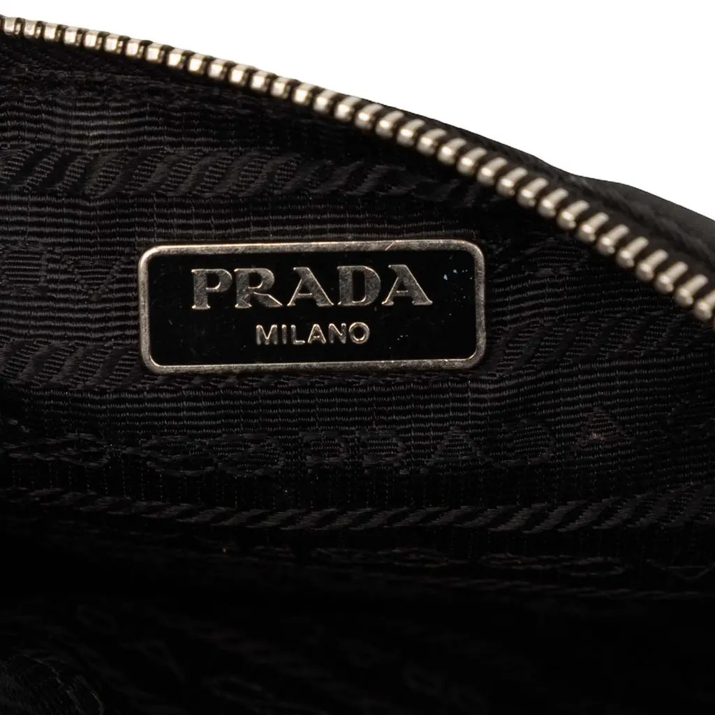 Prada Saffiano Trimmed Tessuto Robot Pouch Black Very good - Box View