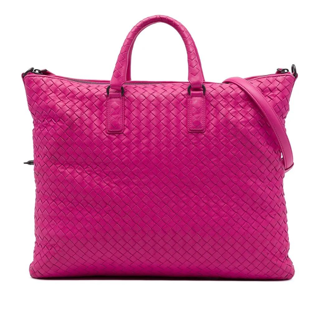 Bottega Veneta Medium Nappa Intrecciato Convertible Tote Pink Leather Very good - Front View