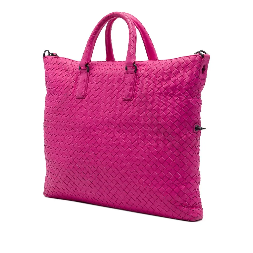 Bottega Veneta Medium Nappa Intrecciato Convertible Tote Pink Leather Very good - Back View