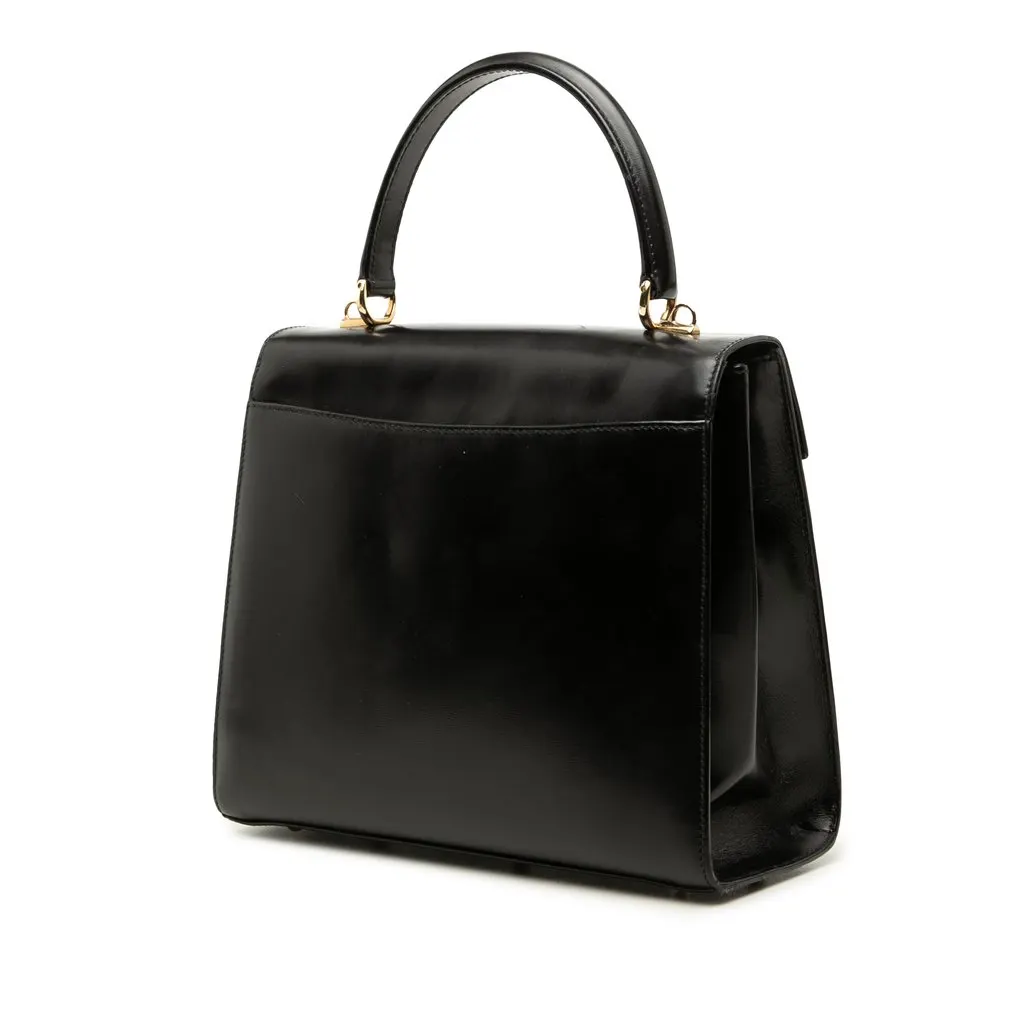 Gucci Calfskin Lady Lock Satchel Black Leather Good - Back View