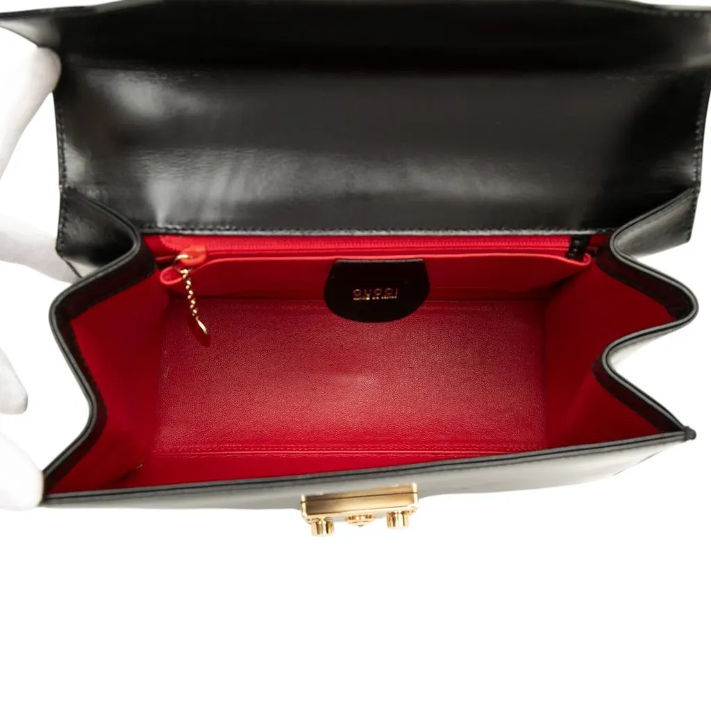 Gucci Calfskin Lady Lock Satchel Black Leather Good - Model View