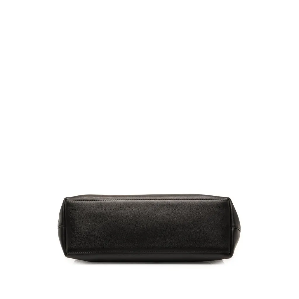 Gucci Calfskin Bamboo Shoulder Bag Black Leather Good - Inside View