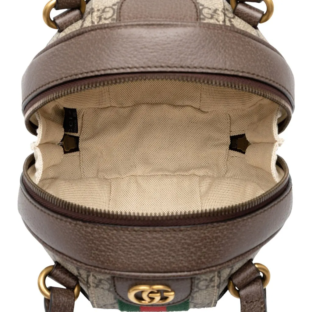 Gucci Mini GG Supreme Ophidia Basketball Bag Beige Canvas Very good - Model View