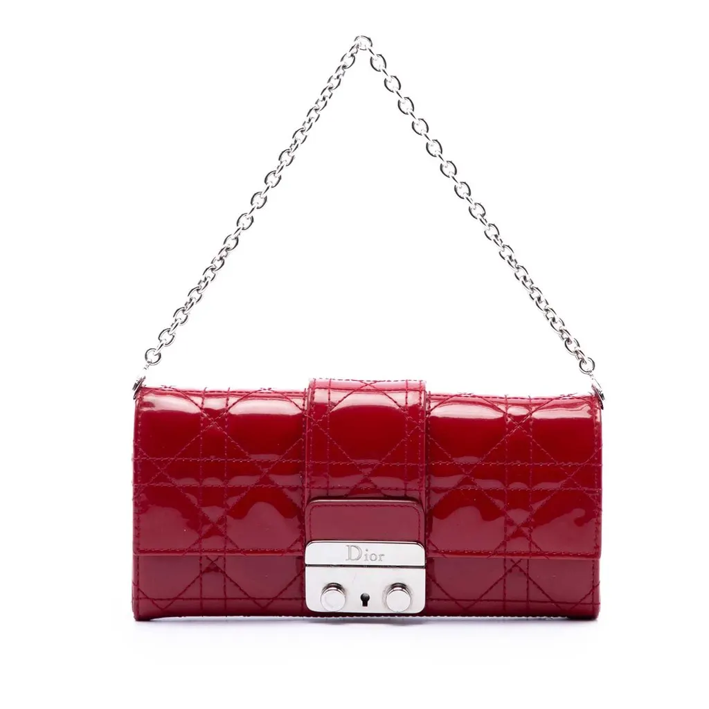 Dior Patent Cannage Miss Dior Wallet on Chain Red Leather Very good - Front View