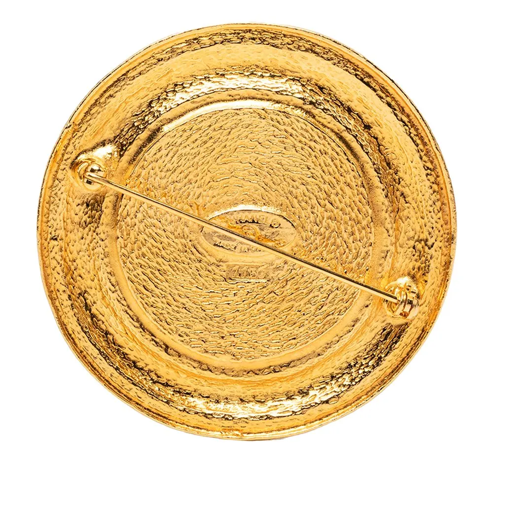 Chanel Gold Plated 31 Rue Cambon Medallion Pin Brooch Gold Metal Very good - Back View