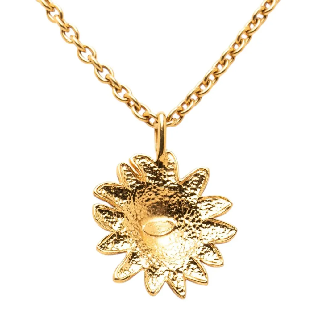 Chanel Gold Plated Leo Lion Sun Medallion Necklace Gold Metal Very good - Inside View