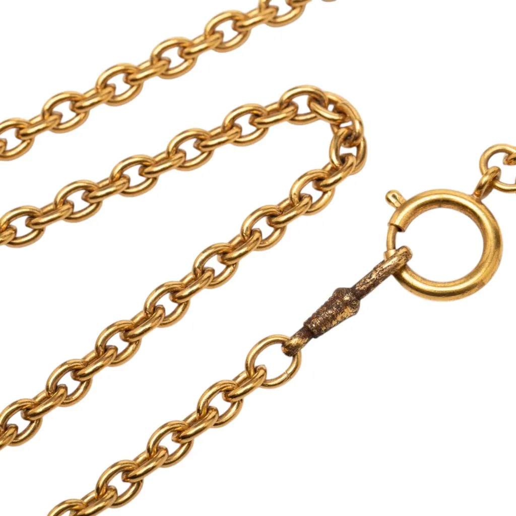 Chanel Gold Plated Leo Lion Sun Medallion Necklace Gold Metal Very good - Box View