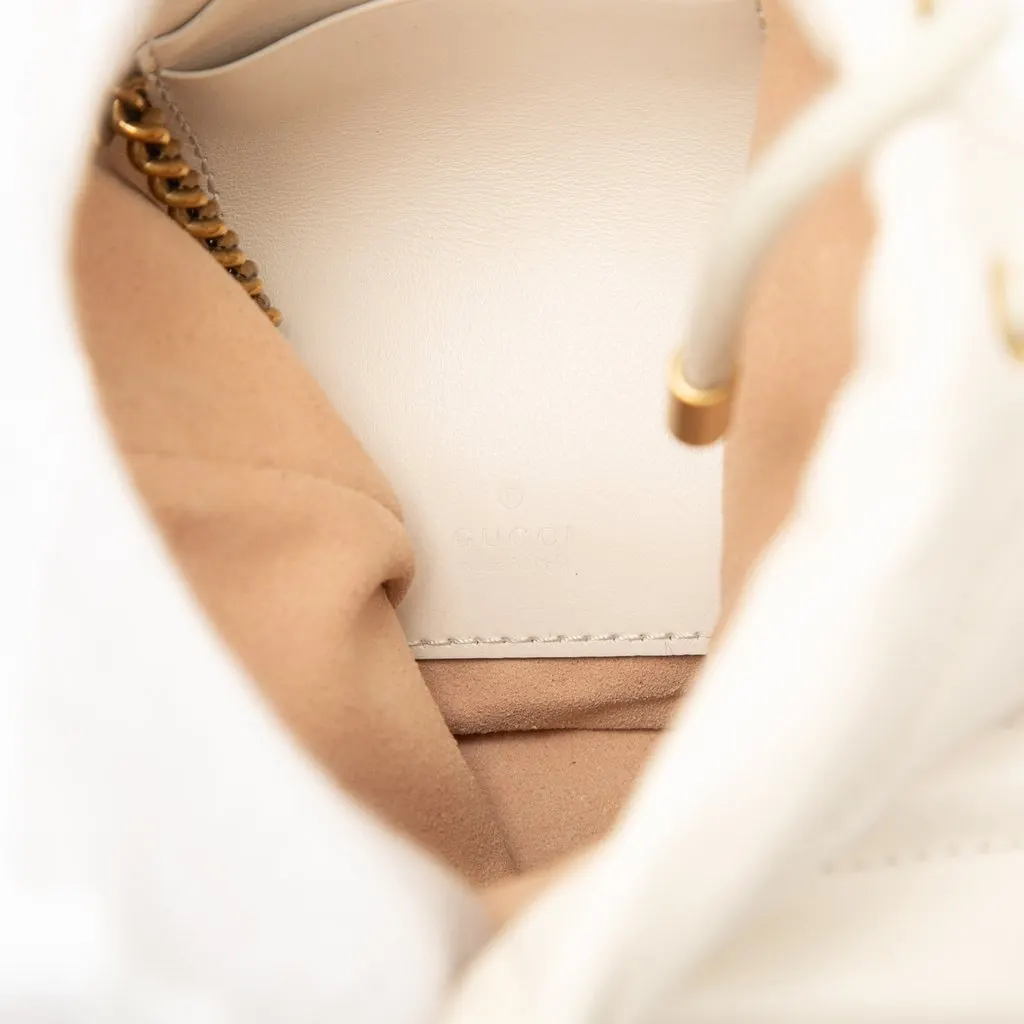 Gucci Small GG Marmont Matelasse Calfskin Bucket Bag White Leather Good - Box View