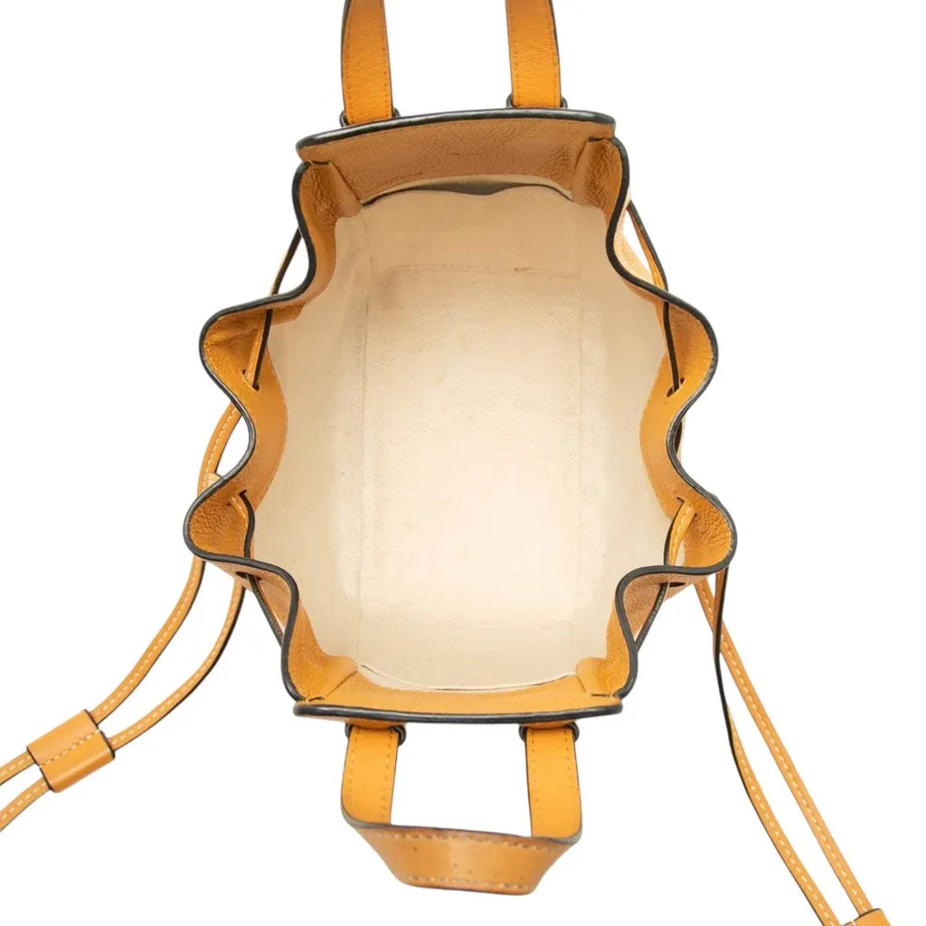 Loewe Mini Leather Drawstring Hammock Bag Orange Leather Good - Model View