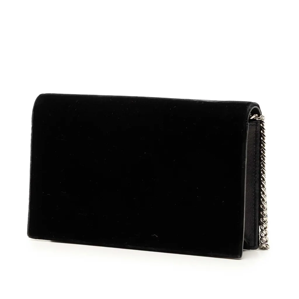 Saint Laurent Velvet Crystal Monogram Kate Tassel Wallet on Chain Black Very good - Back View
