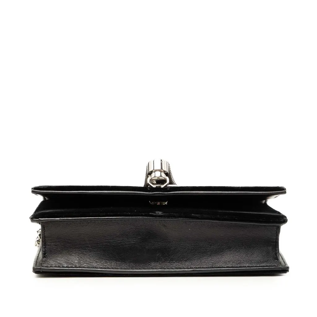 Saint Laurent Velvet Crystal Monogram Kate Tassel Wallet on Chain Black Very good - Inside View