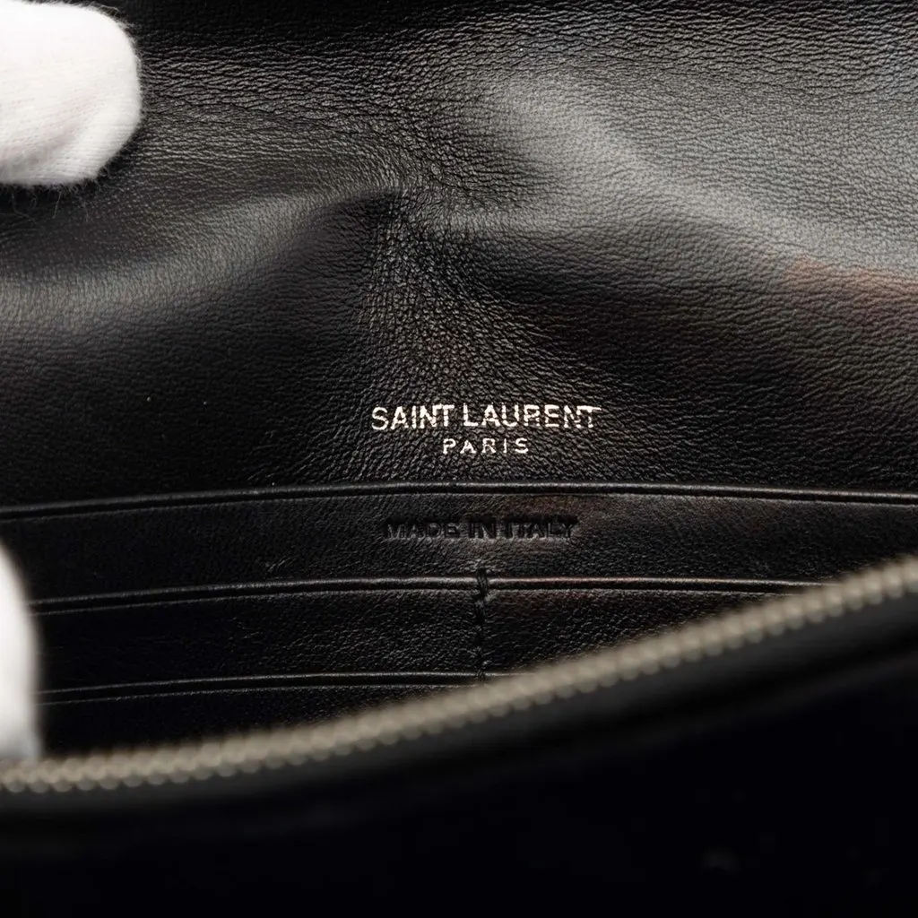 Saint Laurent Velvet Crystal Monogram Kate Tassel Wallet on Chain Black Very good - Box View