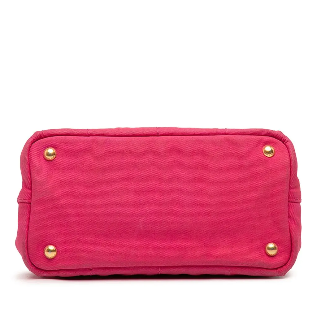 Prada Small Canvas Canapa Logo Tote Pink Canvas Very good - Inside View