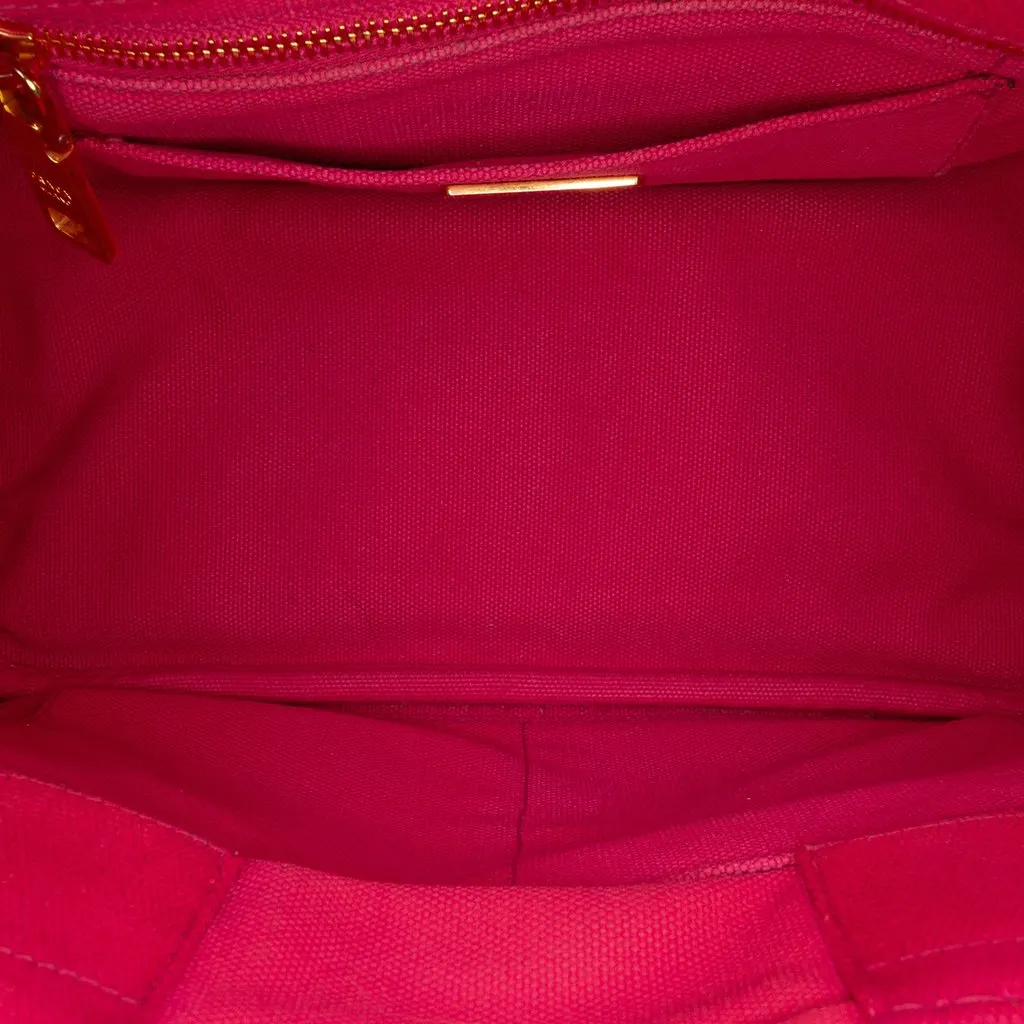 Prada Small Canvas Canapa Logo Tote Pink Canvas Very good - Model View
