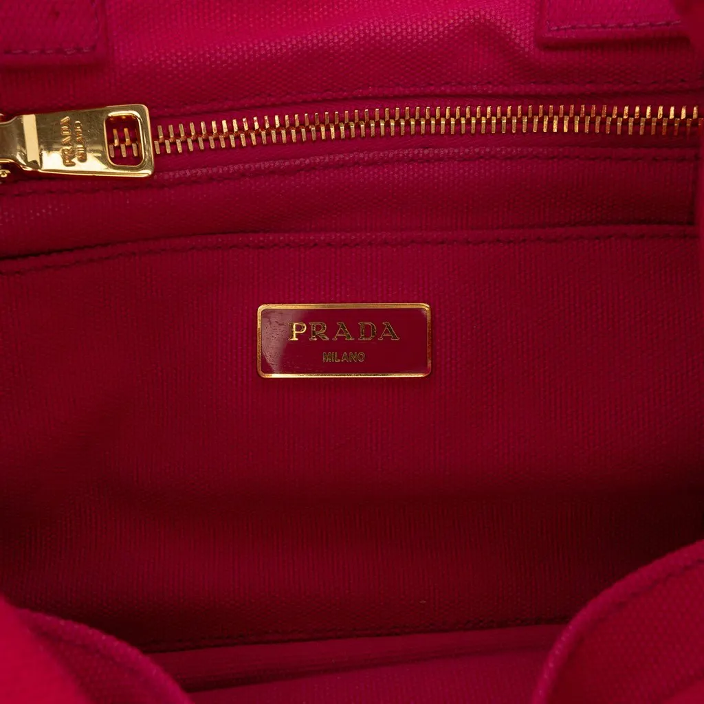Prada Small Canvas Canapa Logo Tote Pink Canvas Very good - Box View