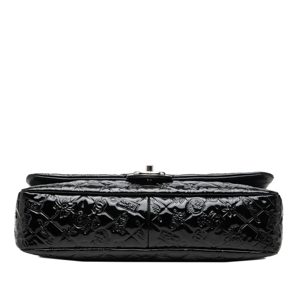 Chanel Jumbo Patent Embossed Lucky Symbols Flap Black Leather Very good - Inside View